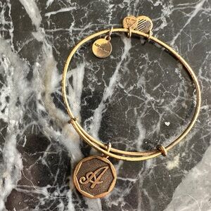 Alex and Ani Gold A Initial Charm Bangle Bracelet